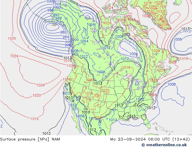 地面气压 NAM 星期一 23.09.2024 06 UTC
