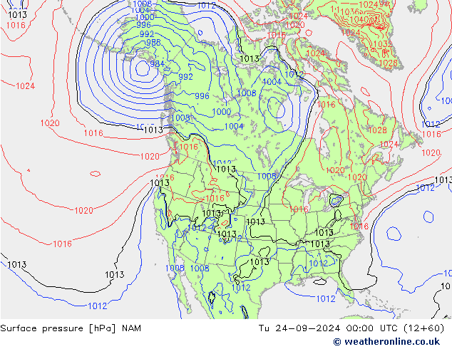 Surface pressure NAM Tu 24.09.2024 00 UTC