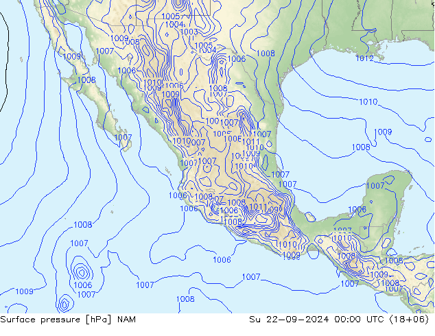 Presión superficial NAM dom 22.09.2024 00 UTC