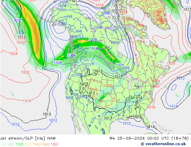 Polarjet/Bodendruck NAM Mi 25.09.2024 00 UTC