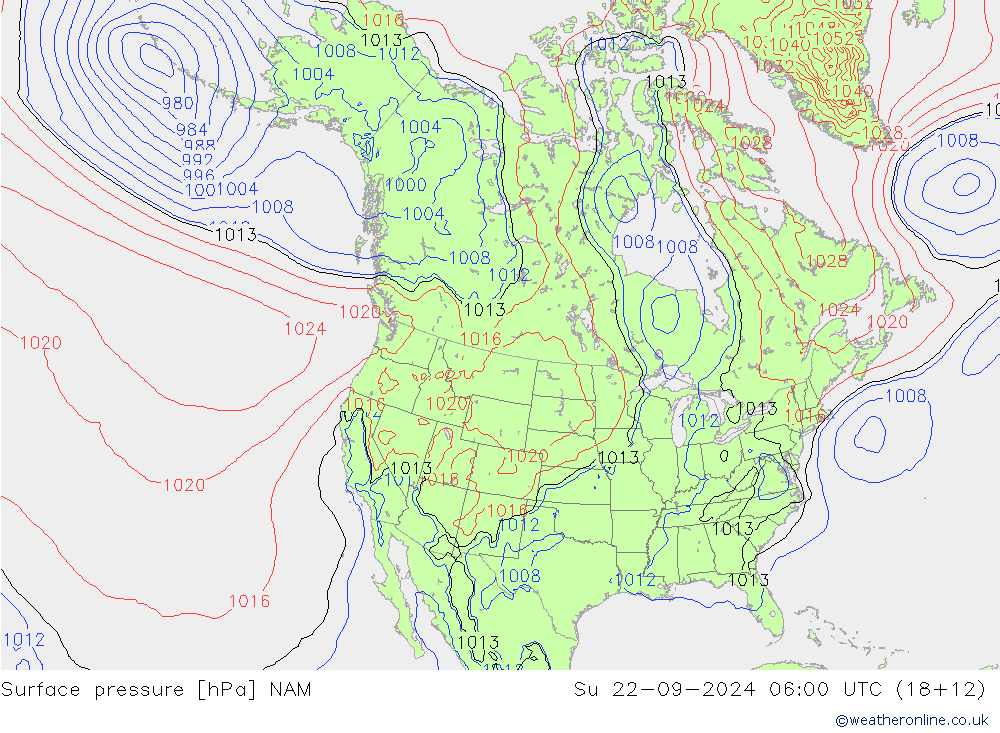 Presión superficial NAM dom 22.09.2024 06 UTC