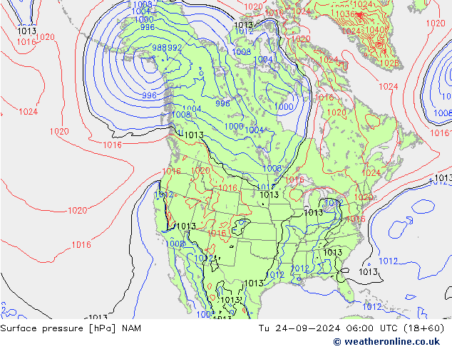 Surface pressure NAM Tu 24.09.2024 06 UTC