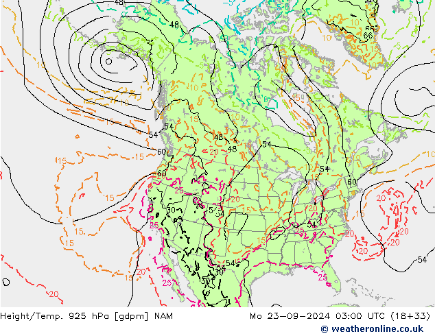 Height/Temp. 925 hPa NAM Mo 23.09.2024 03 UTC