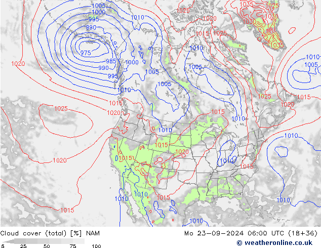 Bulutlar (toplam) NAM Pzt 23.09.2024 06 UTC