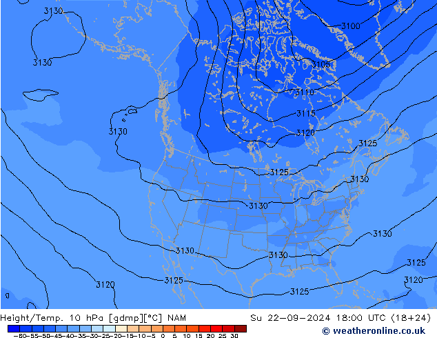 Height/Temp. 10 hPa NAM 星期日 22.09.2024 18 UTC