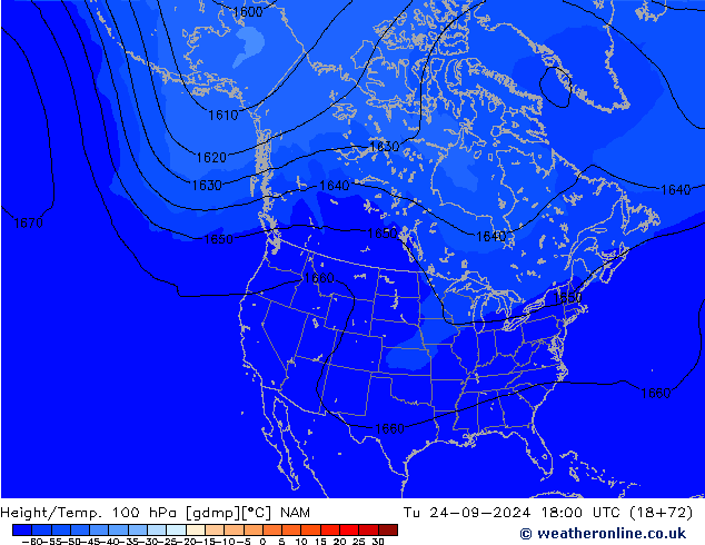 Hoogte/Temp. 100 hPa NAM di 24.09.2024 18 UTC