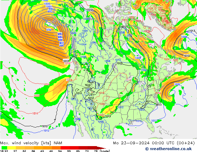 Max. wind velocity NAM Po 23.09.2024 00 UTC