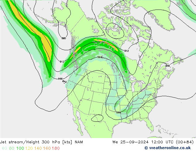 Corrente a getto NAM mer 25.09.2024 12 UTC