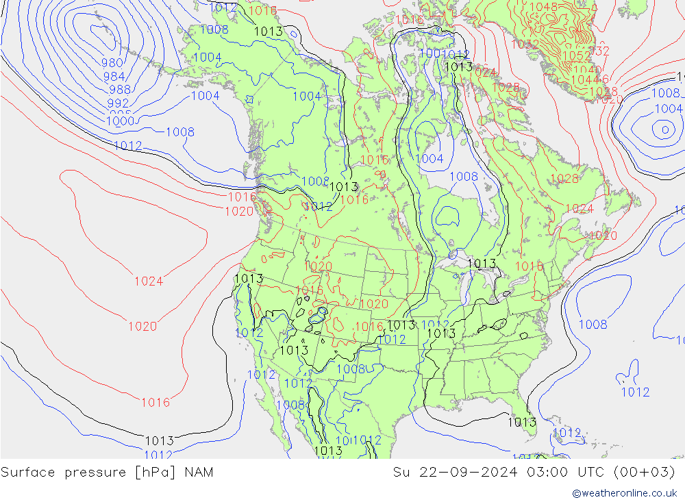 Atmosférický tlak NAM Ne 22.09.2024 03 UTC