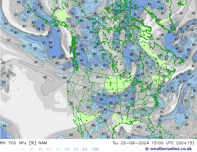 RH 700 hPa NAM Su 22.09.2024 15 UTC