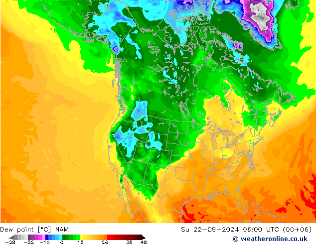 Punto de rocío NAM dom 22.09.2024 06 UTC