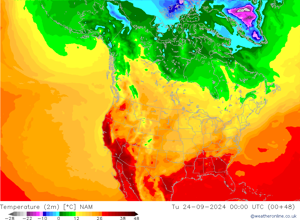 Temperatura (2m) NAM mar 24.09.2024 00 UTC