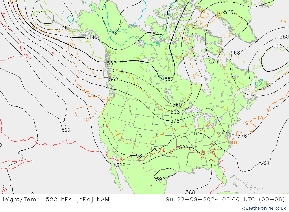 Height/Temp. 500 hPa NAM 星期日 22.09.2024 06 UTC