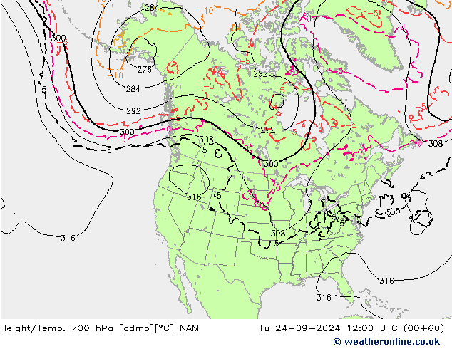 Hoogte/Temp. 700 hPa NAM di 24.09.2024 12 UTC