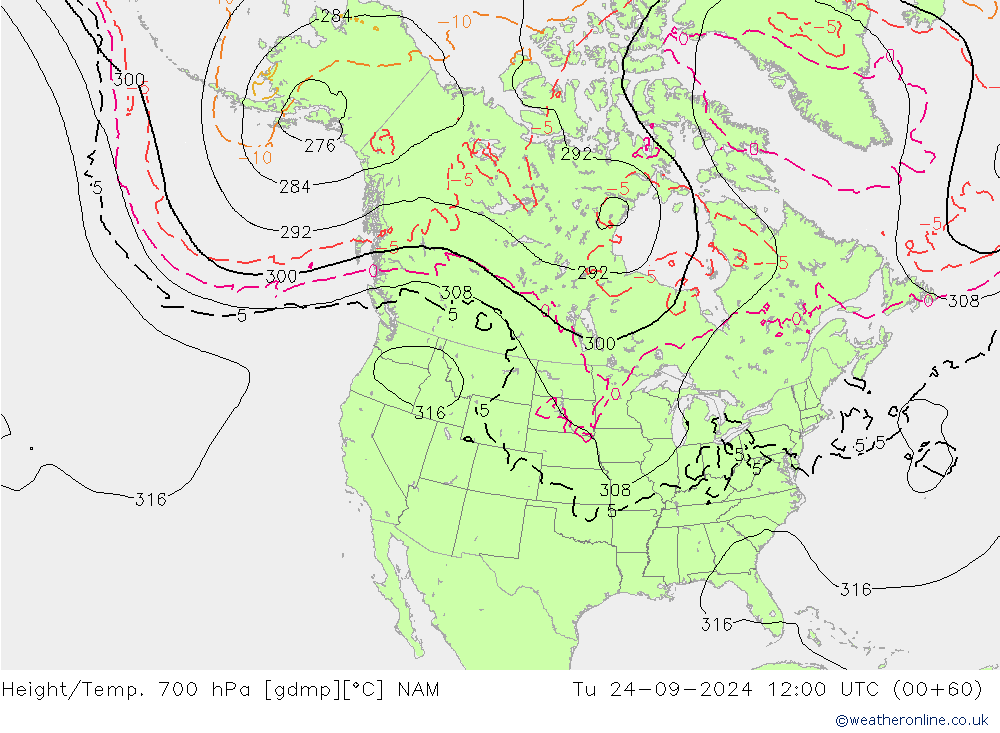 Height/Temp. 700 hPa NAM Tu 24.09.2024 12 UTC