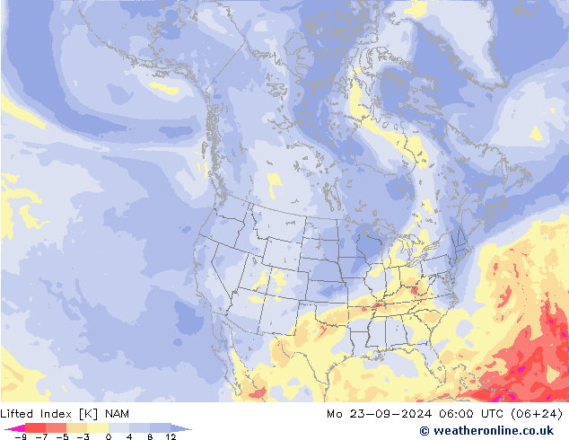 Lifted Index NAM Seg 23.09.2024 06 UTC