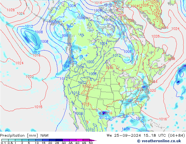 Precipitation NAM We 25.09.2024 18 UTC