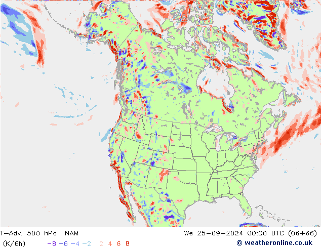 T-Adv. 500 hPa NAM Çar 25.09.2024 00 UTC