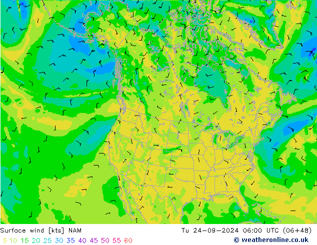 Bodenwind NAM Di 24.09.2024 06 UTC