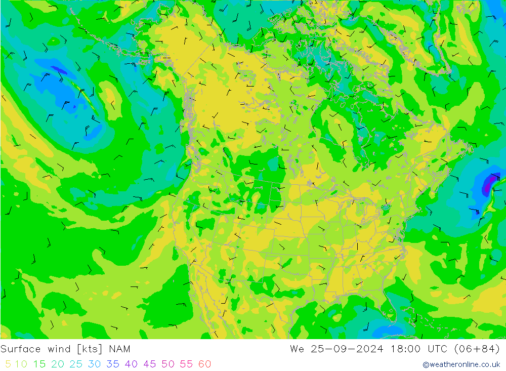 Bodenwind NAM Mi 25.09.2024 18 UTC