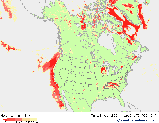 Dohlednost NAM Út 24.09.2024 12 UTC