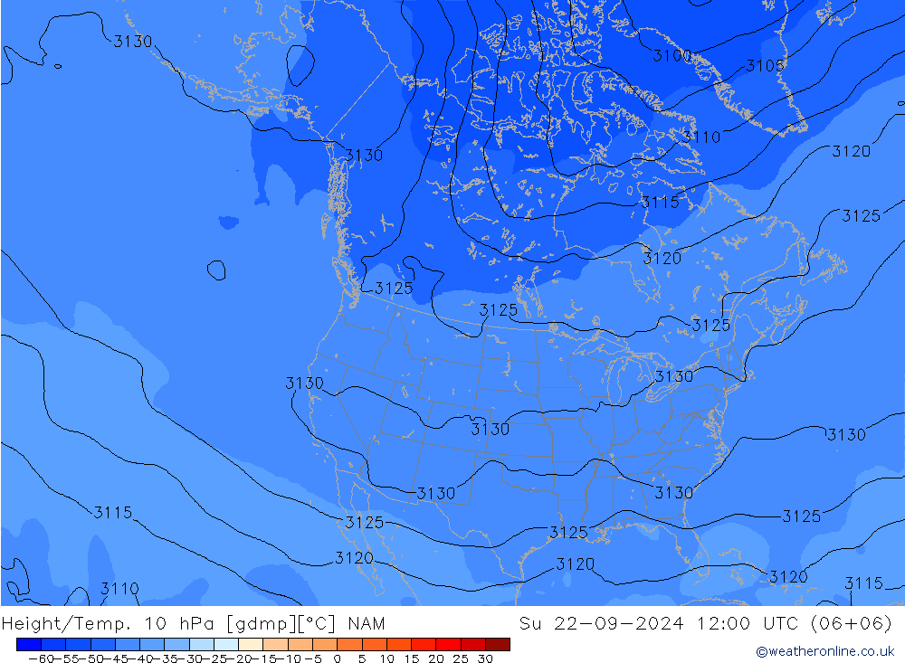 Height/Temp. 10 hPa NAM 星期日 22.09.2024 12 UTC