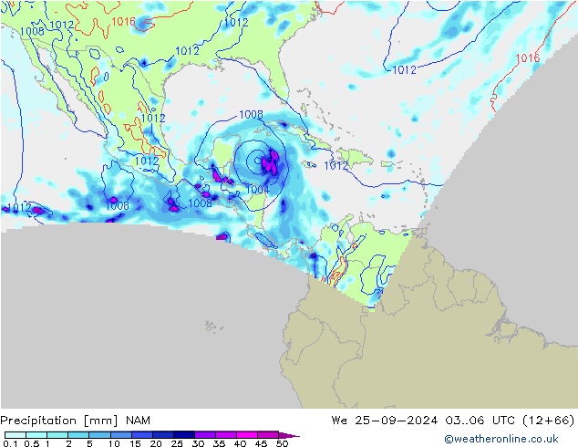 Precipitazione NAM mer 25.09.2024 06 UTC