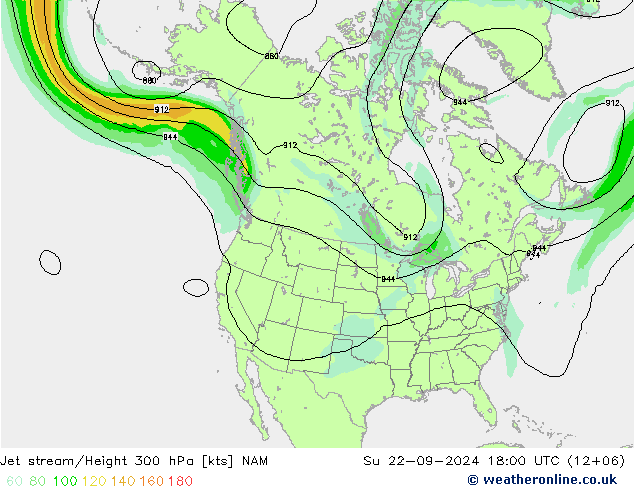 Corriente en chorro NAM dom 22.09.2024 18 UTC