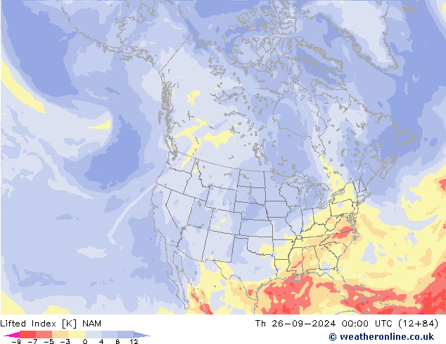 Lifted Index NAM Qui 26.09.2024 00 UTC