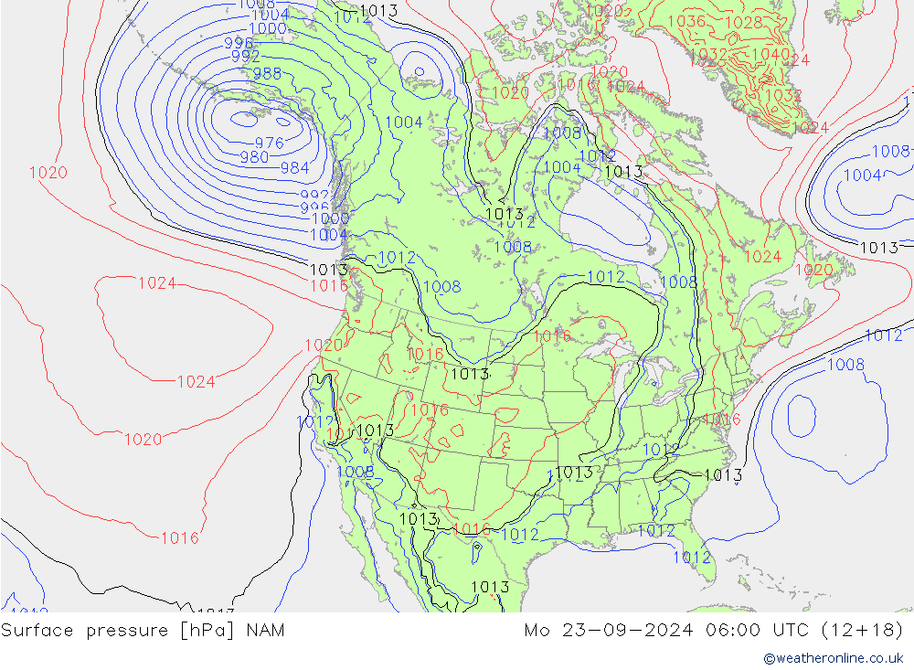 地面气压 NAM 星期一 23.09.2024 06 UTC