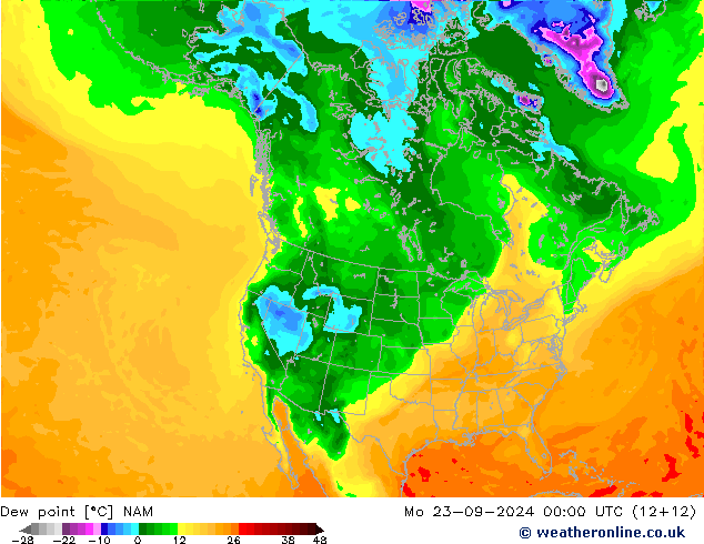 Ponto de orvalho NAM Seg 23.09.2024 00 UTC