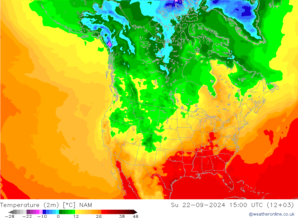 Temperature (2m) NAM Ne 22.09.2024 15 UTC