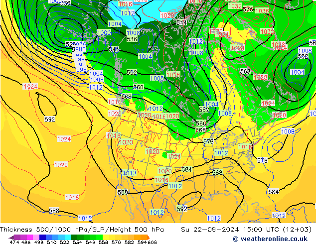 500-1000 hPa Kalınlığı NAM Paz 22.09.2024 15 UTC