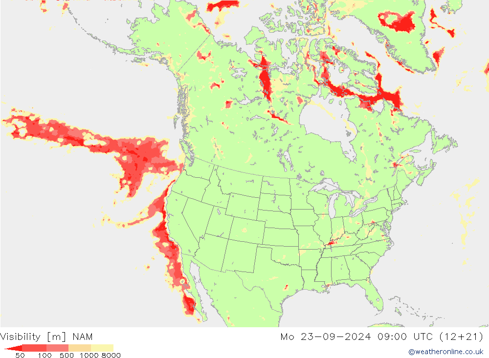 能见度 NAM 星期一 23.09.2024 09 UTC