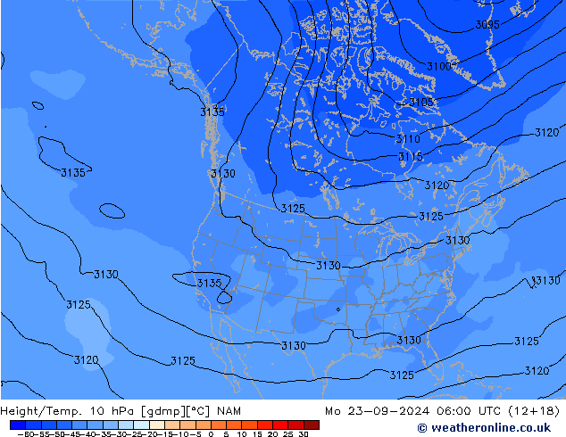 Height/Temp. 10 hPa NAM 星期一 23.09.2024 06 UTC