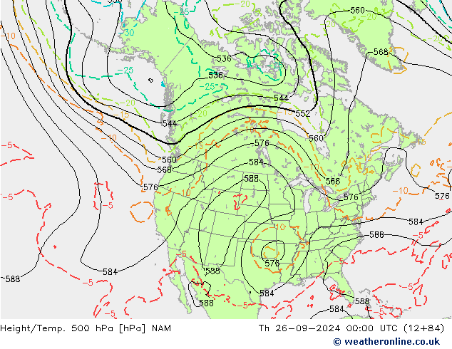 Hoogte/Temp. 500 hPa NAM do 26.09.2024 00 UTC