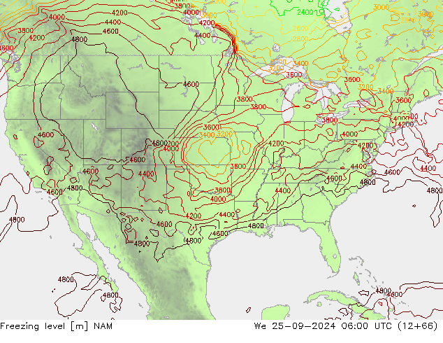 Freezing level NAM  25.09.2024 06 UTC