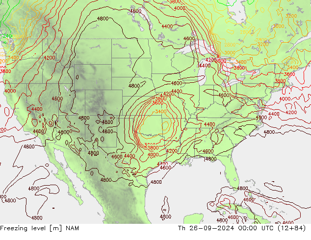 Isoterma de zero graus NAM Qui 26.09.2024 00 UTC