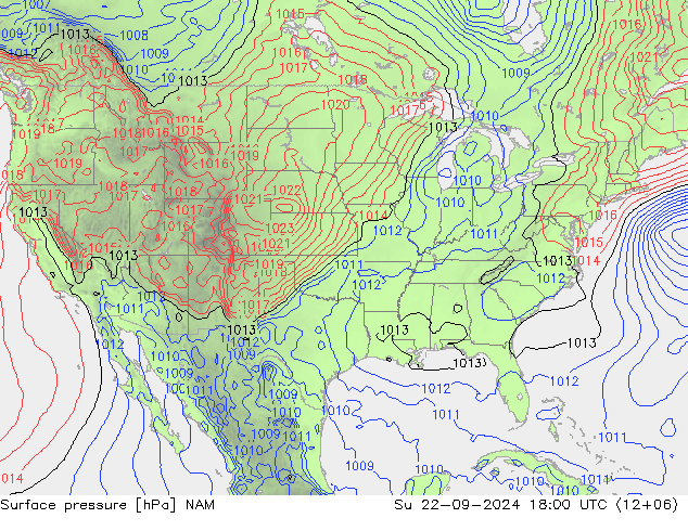 Atmosférický tlak NAM Ne 22.09.2024 18 UTC