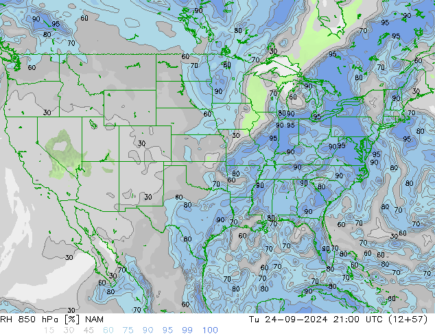 RH 850 hPa NAM Tu 24.09.2024 21 UTC