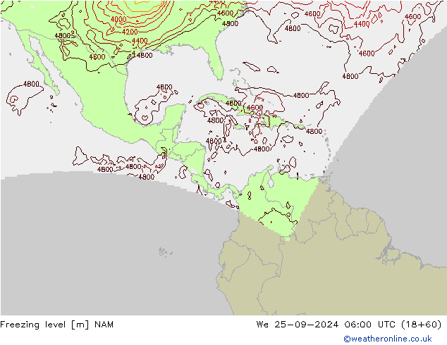 Isotherme 0° NAM mer 25.09.2024 06 UTC