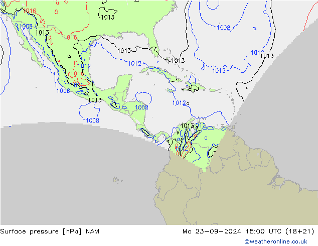 pressão do solo NAM Seg 23.09.2024 15 UTC