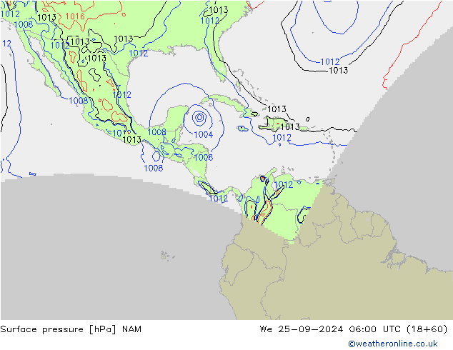 Surface pressure NAM We 25.09.2024 06 UTC