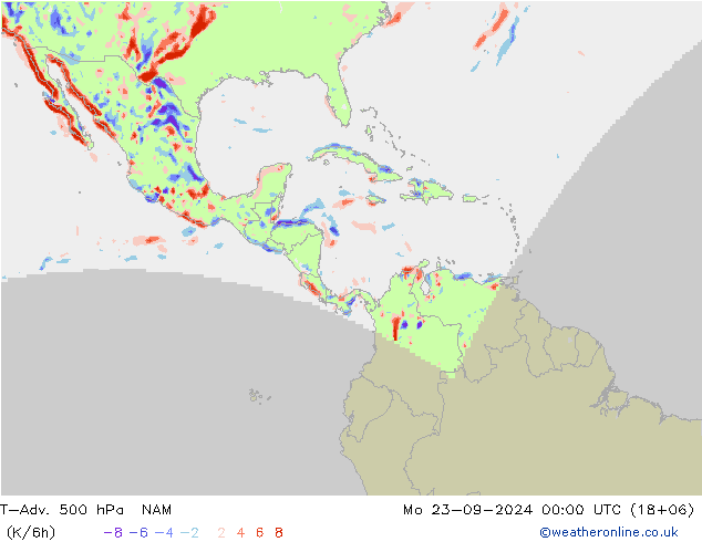 T-Adv. 500 hPa NAM pon. 23.09.2024 00 UTC