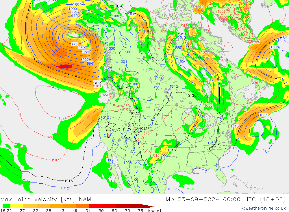 Windböen NAM Mo 23.09.2024 00 UTC