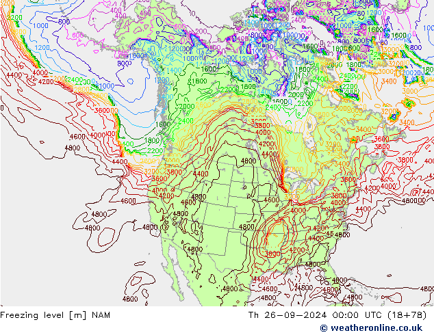 Isotherme 0° NAM jeu 26.09.2024 00 UTC