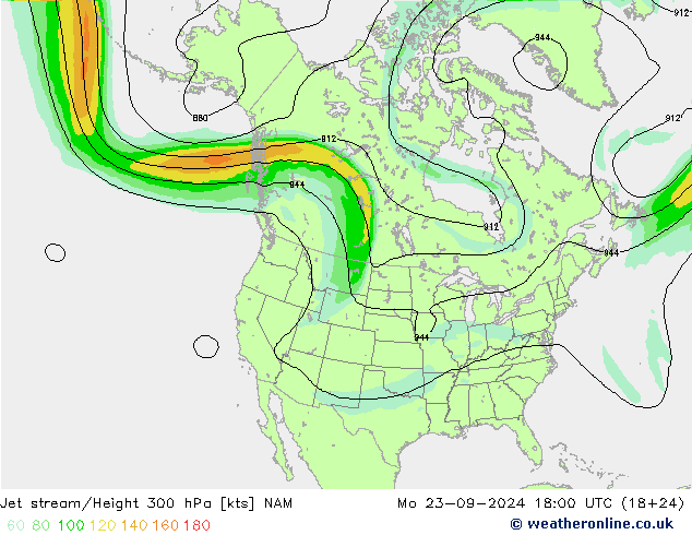 Corriente en chorro NAM lun 23.09.2024 18 UTC