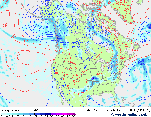 Précipitation NAM lun 23.09.2024 15 UTC