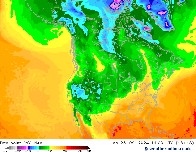 точка росы NAM пн 23.09.2024 12 UTC