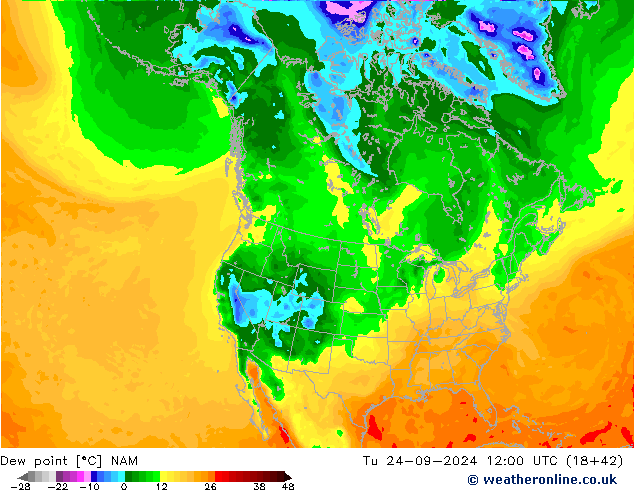 Dew point NAM Tu 24.09.2024 12 UTC